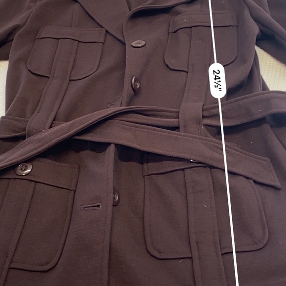 BCBGMAXAZRIA Retro Vibe Brown / Maroon Belted Jacket Size Large - Picture 16 of 16